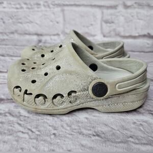Crocs Glitter Silver Gray Shoes Size 10 Toddler Girls